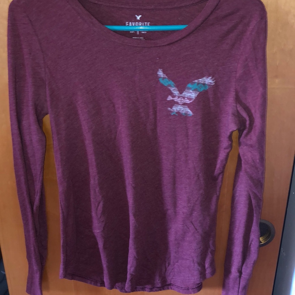 American Eagle, maroon, teal, white, size medium